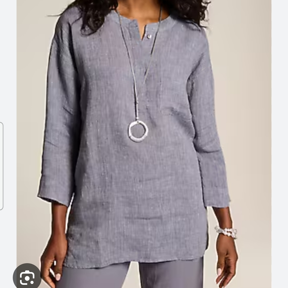 J Jill linen tunic top blue Grey Size XL